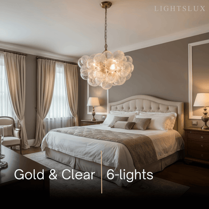 Modern Chandelier – Bubble Etched Glass 