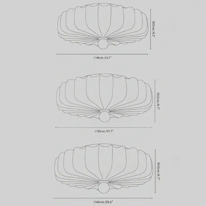 Modern Ceiling Light – Fabric Petal Floral Pattern Wood Accents