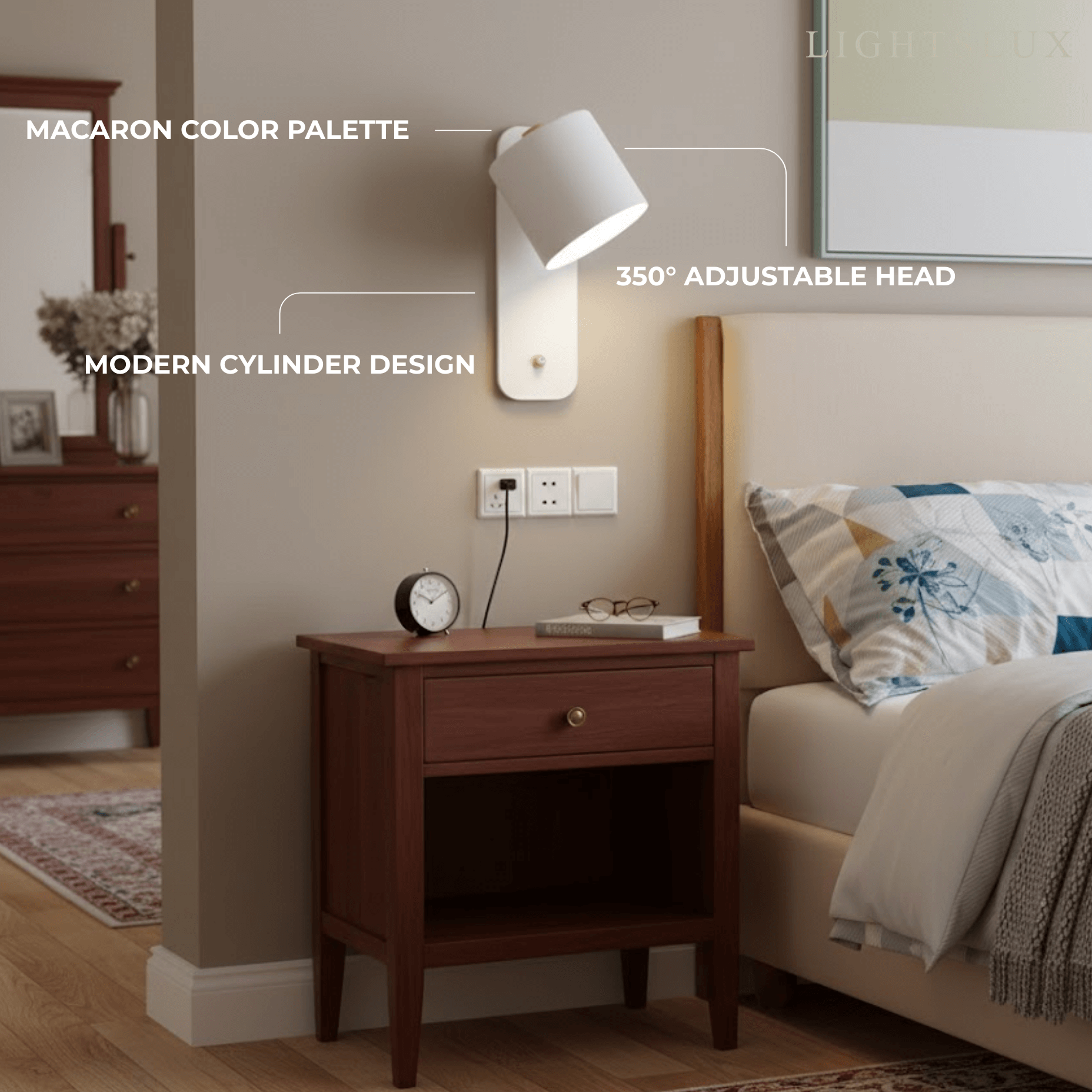 Modern Wall Lamp – Rotatable Cylinder Macaron Color Palette