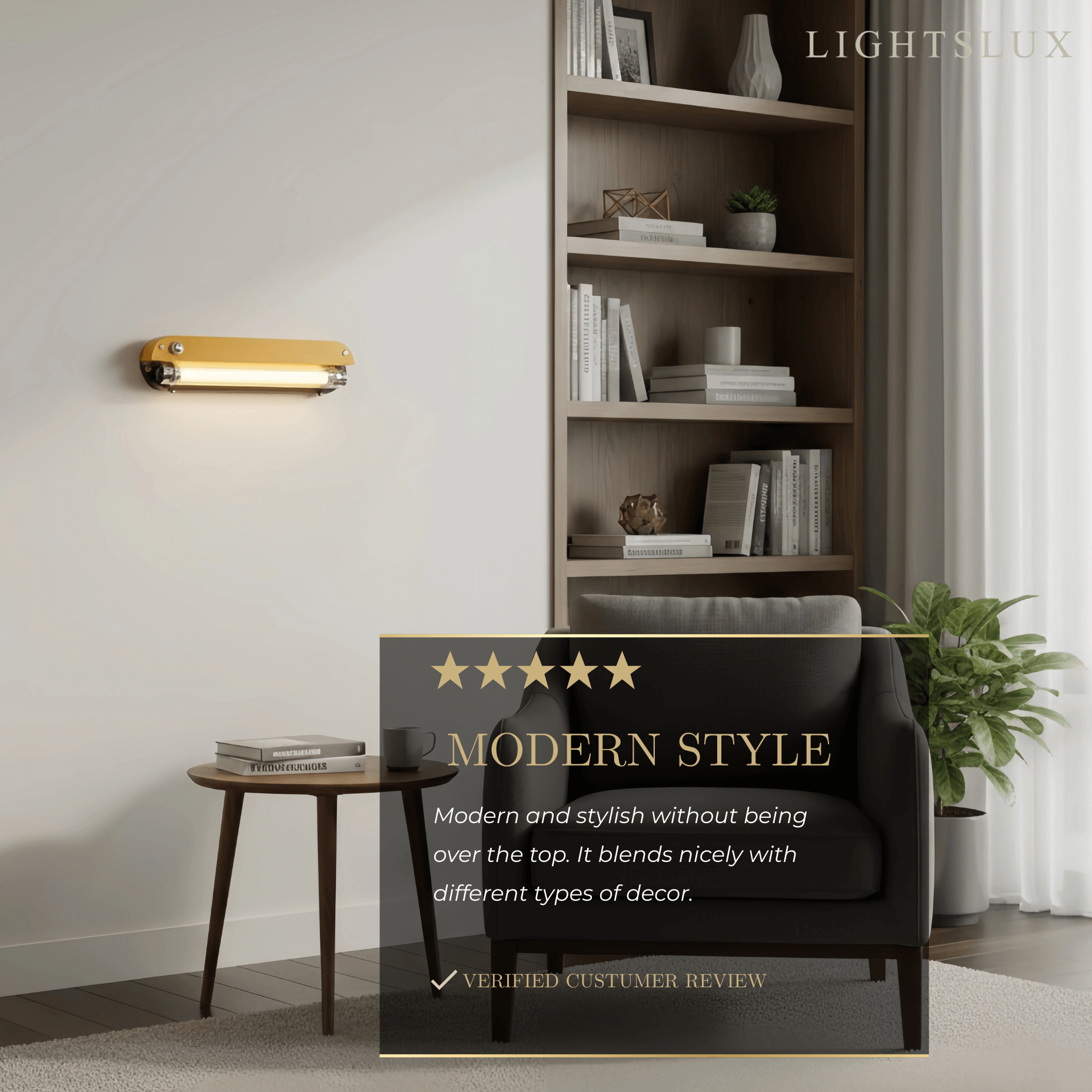 Vintage Industrial Wall Light — Amber Metal Tubular LED