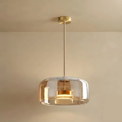  Hand-Blown Pendant Lamp — Smoked Glass & Metal Accent for Kitchen Island