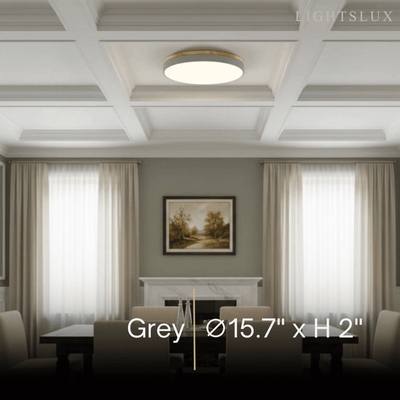 Minimalist Circular Ceiling Lamp — Wood & Matte Grey Frame 