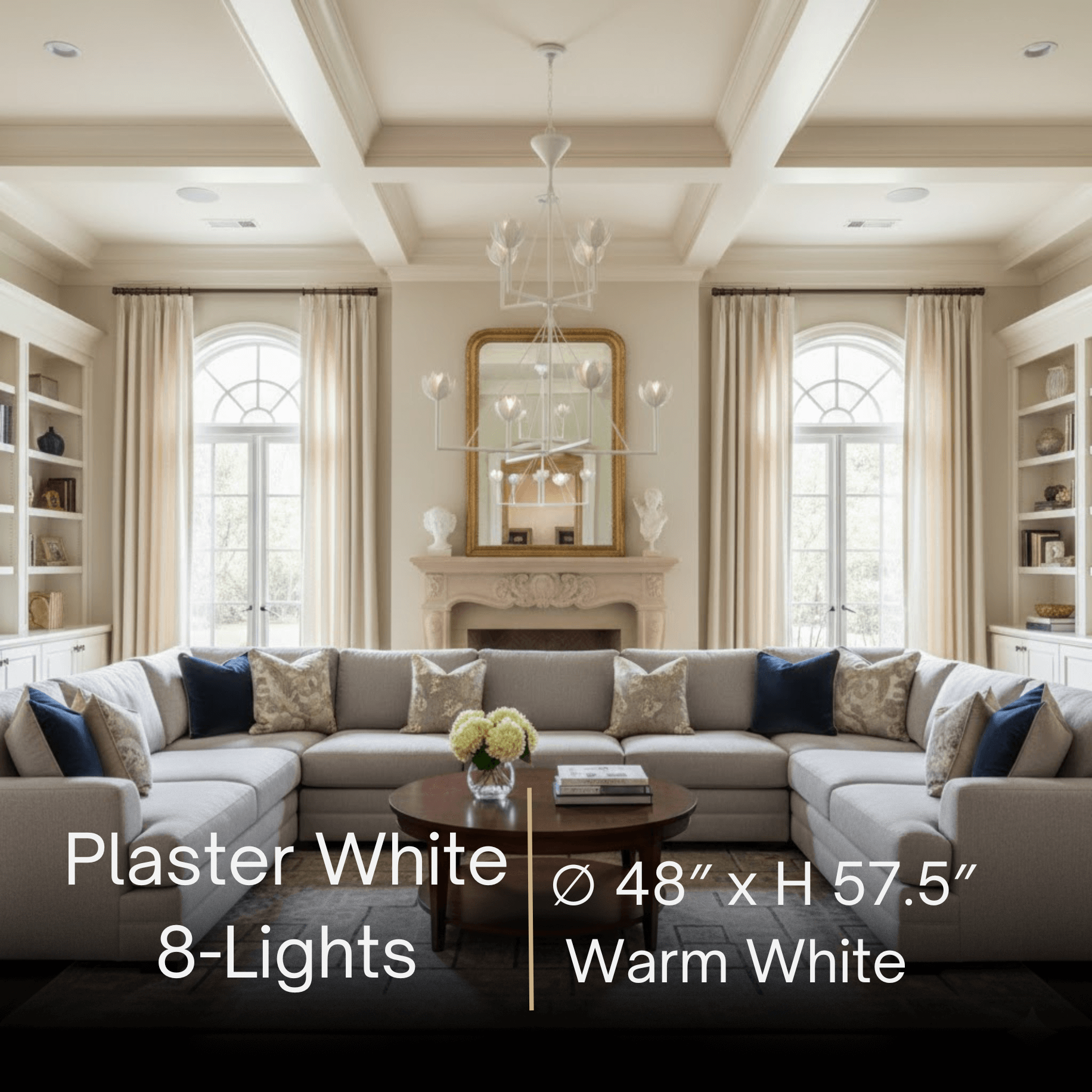 Modern Lotus Chandelier — Curved Petal Shades & Brass Frame