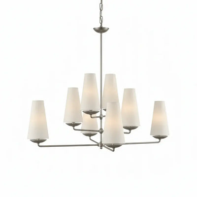 Modern Tiered Chandelier — Copper Frame & Linen Shades 