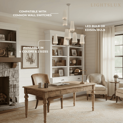 Modern Tiered Chandelier — Copper Frame & Linen Shades 