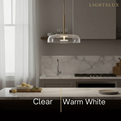 Pendant Lamp — Clear Glass Sphere & Brass Accent for Kitchen Island