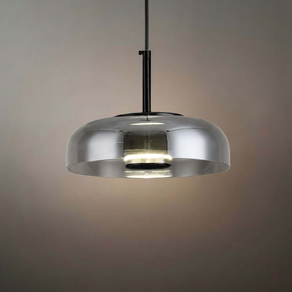 Scandinavian Pendant Lamp — Clear Glass Sphere & Brass Accent