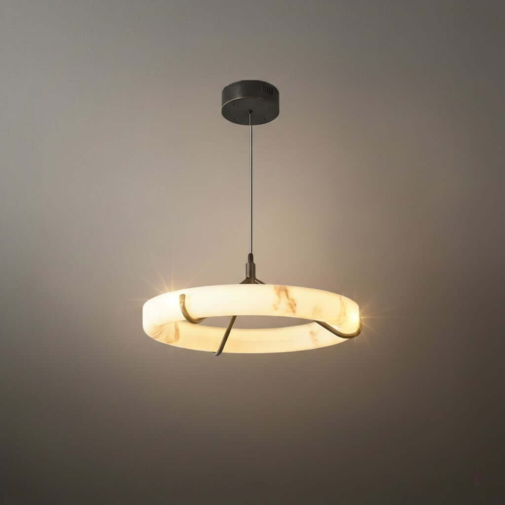Modern Alabaster Ring Pendant Lamp 