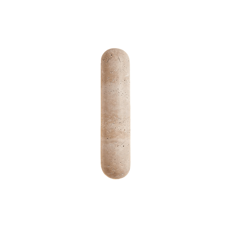 Travertine Pillar Wall Lamp — Slender Carved Stone with Back Glow