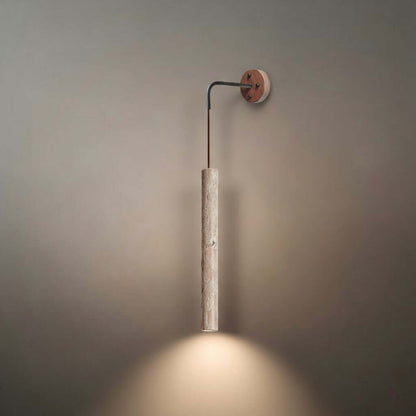 Wall Lamp — Travertine Shade Walnut Wood Socket for Bedside