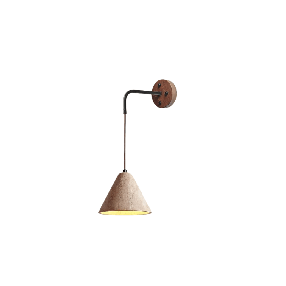 Wall Lamp — Travertine Shade Walnut Wood Socket for Bedside