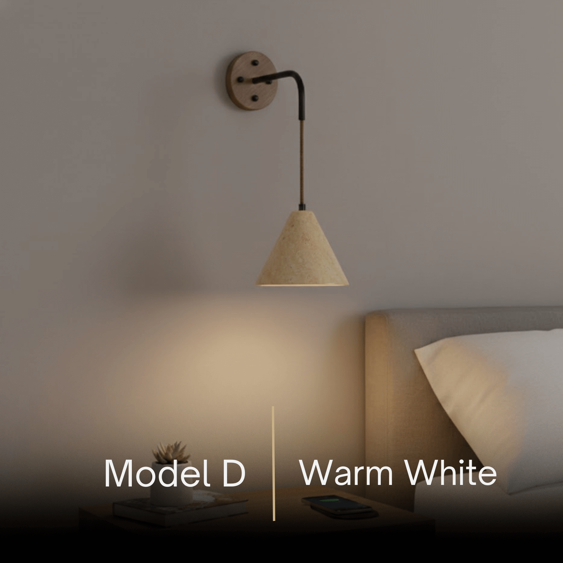 Wall Lamp — Travertine Shade Walnut Wood Socket for Bedside