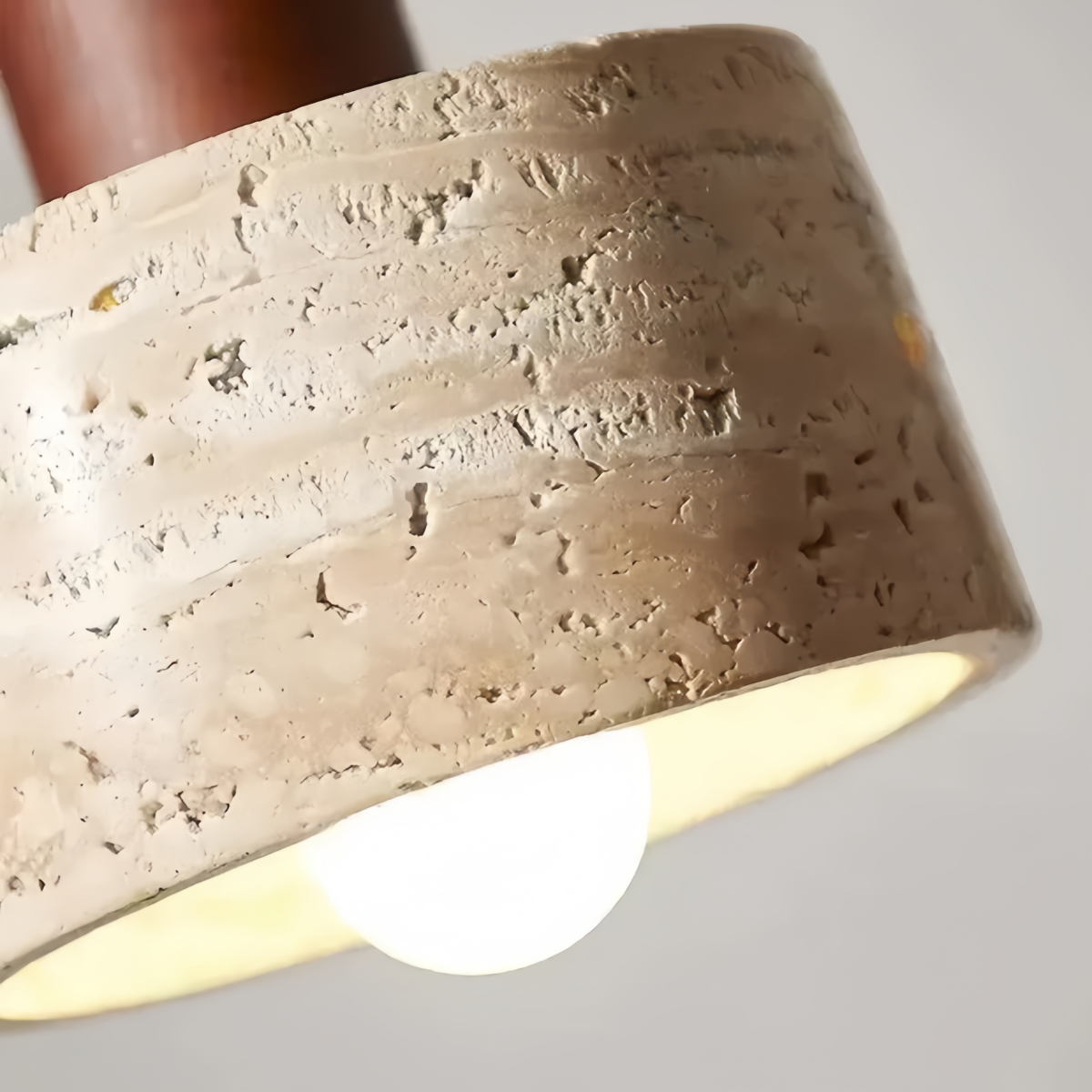 Wall Lamp — Travertine Shade Walnut Wood Socket for Bedside