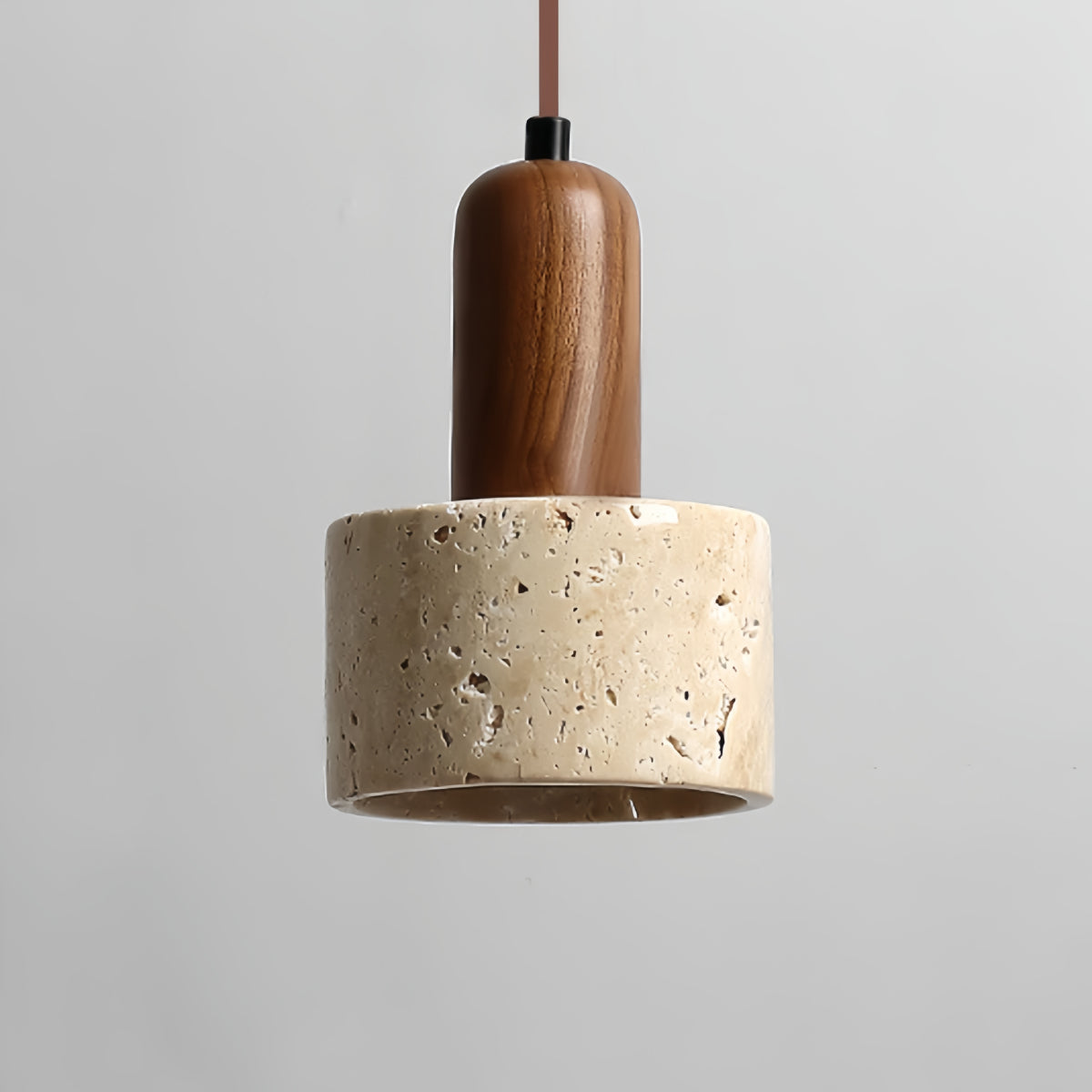 Wall Lamp — Travertine Shade Walnut Wood Socket for Bedside