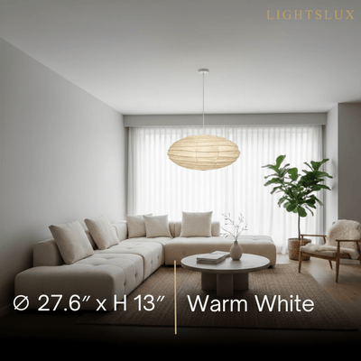 Japanese Washi Pendant Light — Mulberry Paper & Bamboo Frame for Dining Room
