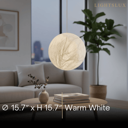 Pendant Light – Mulberry Silk White Globe Ceiling Lamp for Living Room