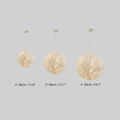 Pendant Light – Mulberry Silk White Globe Ceiling Lamp for Living Room