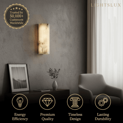 Modern Alabaster Wall Light – White Natural Stone LED Wall Lamp for Living Room