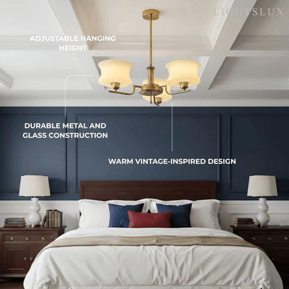 Vintage Chandelier – Gold or Chrome Glass Ceiling Light for Dining Room