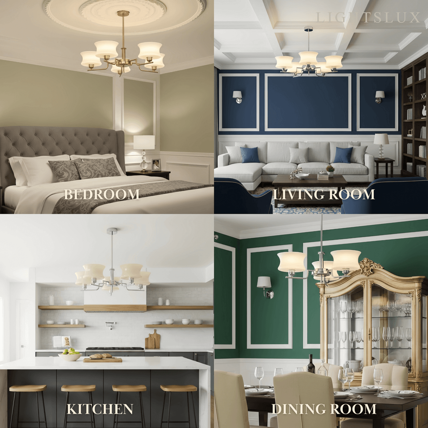 Vintage Chandelier – Gold or Chrome Glass Ceiling Light for Dining Room