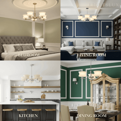 Vintage Chandelier – Gold or Chrome Glass Ceiling Light for Dining Room