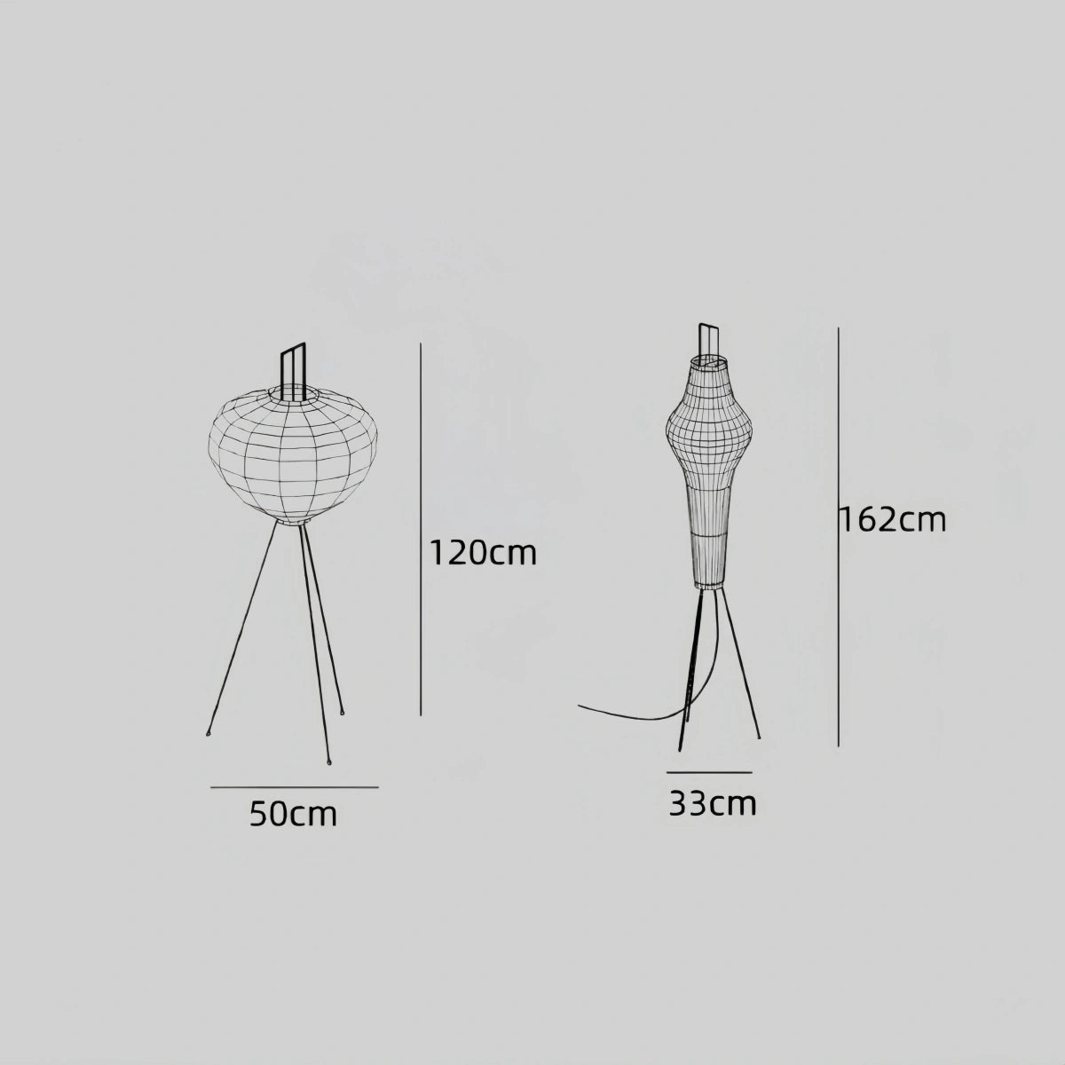 Japanese Floor Lamp – Mulberry Paper Lantern Light with Black Metal Base for Living Room