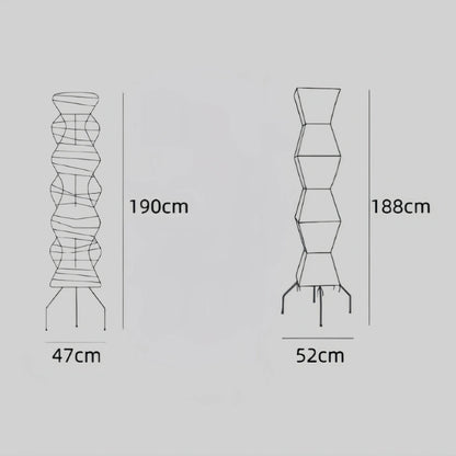 Japanese Floor Lamp -- Mulberry Paper & Metal Black for Living Room/ Bedroom