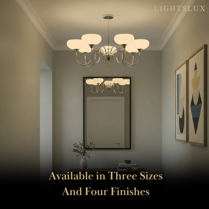 Modern Glass Chandelier – Gold or Chrome Multi-Light Ceiling Lamp
