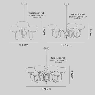 Modern Glass Chandelier – Gold or Chrome Multi-Light Ceiling Lamp