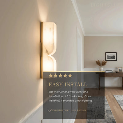 Alba Modern Alabaster Wall Sconce – LED Stone Wall Light in Gold or Black for Living Room