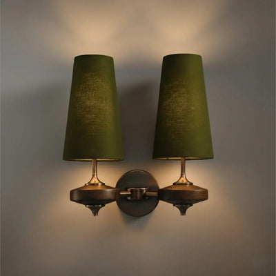 Mid-Century Wall Sconce – Fabric Shade and Wood Wall Light