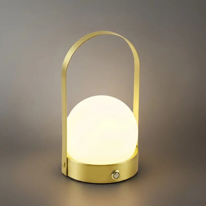 Modern Portable Table Lamp – LED Glass Lantern Light 