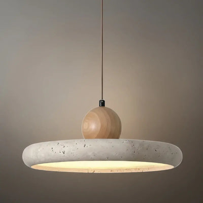 STRATA Modern Pendant Light – Wood and Stone LED