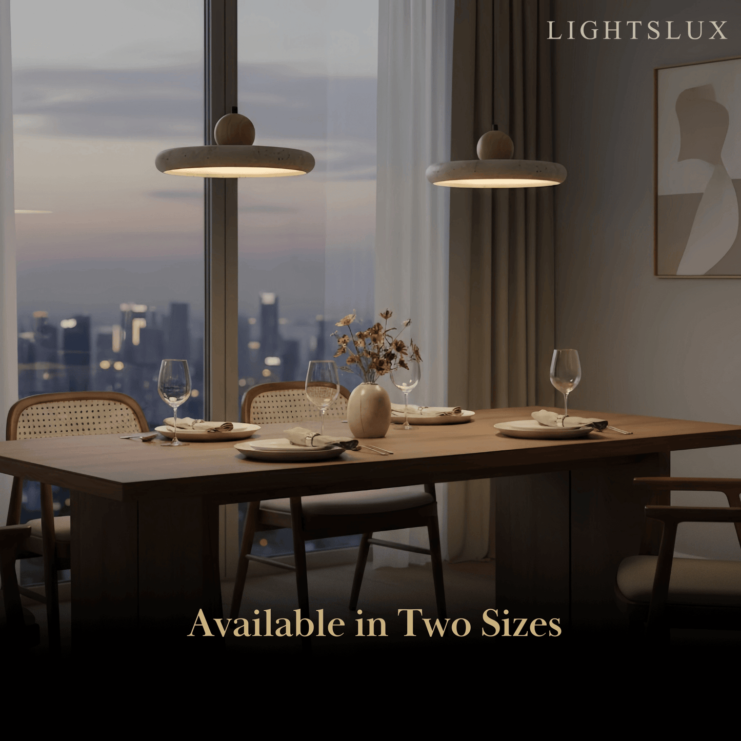 Modern Pendant Light – Wood and Stone LED Ceiling Lamp for Dining Room
