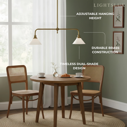 Modern Brass Pendant Light – White Ceramic Island Chandelier