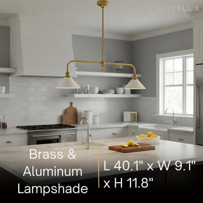 Modern Brass Pendant Light – White Ceramic Island Chandelier
