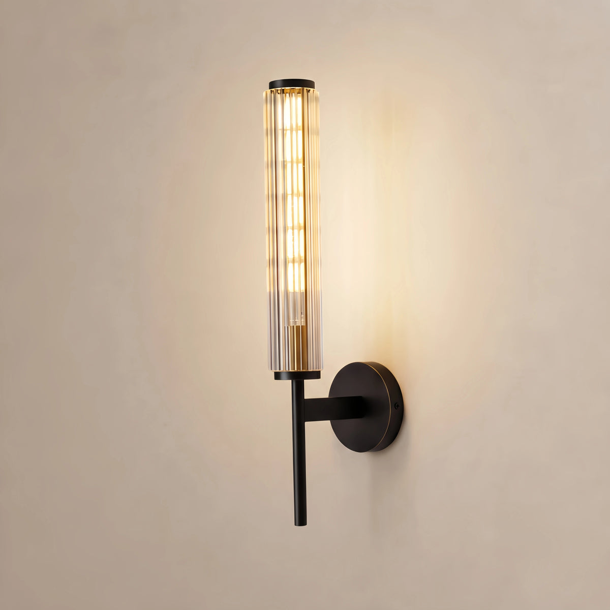 Modern Linear Wall Light – Brass and Glass LED Sconce for Bathroom or Bedroom