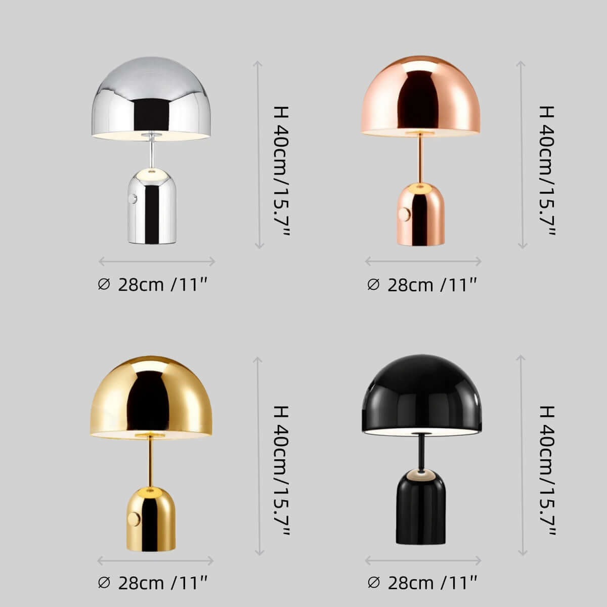 Modern Bell Table Lamp – Metal Dome Desk Light