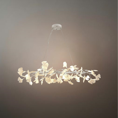 Modern Ginkgo Chandelier – Ceramic Petal Ceiling Light