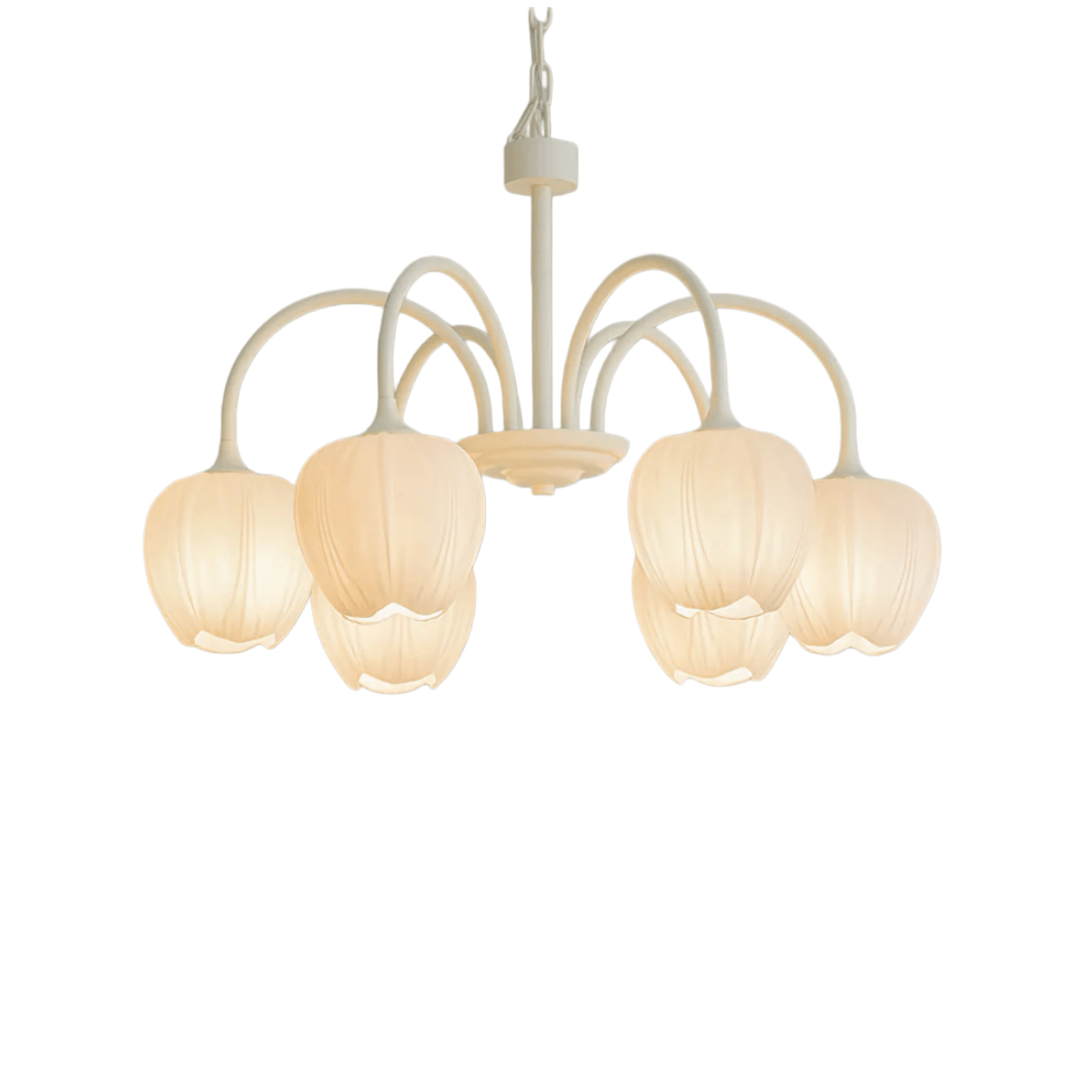 Modern Tulip Chandelier – Matcha Metal and White Glass Ceiling Light