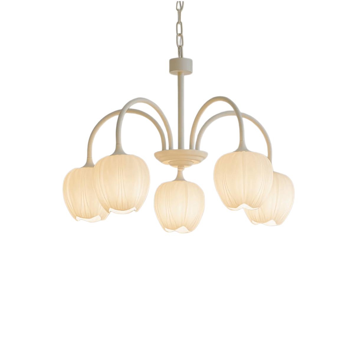 Modern Tulip Chandelier – Matcha Metal and White Glass Ceiling Light