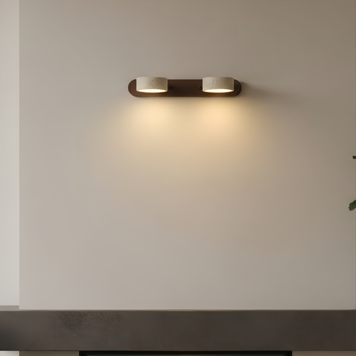 Modern Travertine Wall Light – Wood and Stone LED Sconce