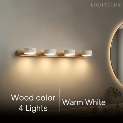 Modern Travertine Wall Light – Wood and Stone LED Sconce