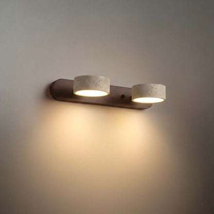 Modern Travertine Wall Light – Wood and Stone LED Sconce
