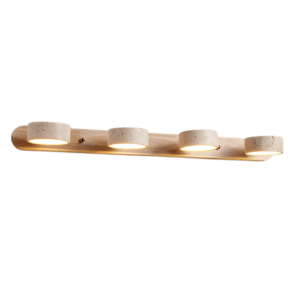 Modern Travertine Wall Light – Wood and Stone LED Sconce