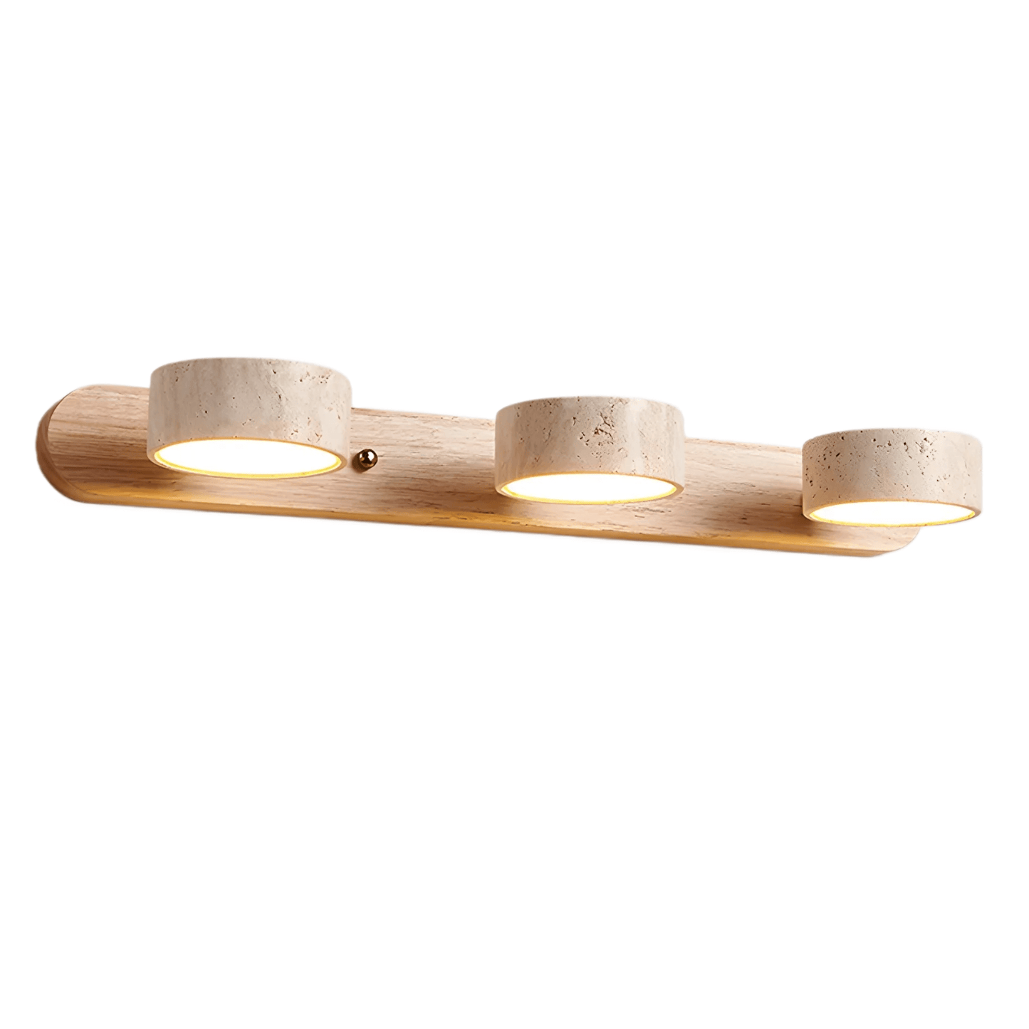 Modern Travertine Wall Light – Wood and Stone LED Sconce