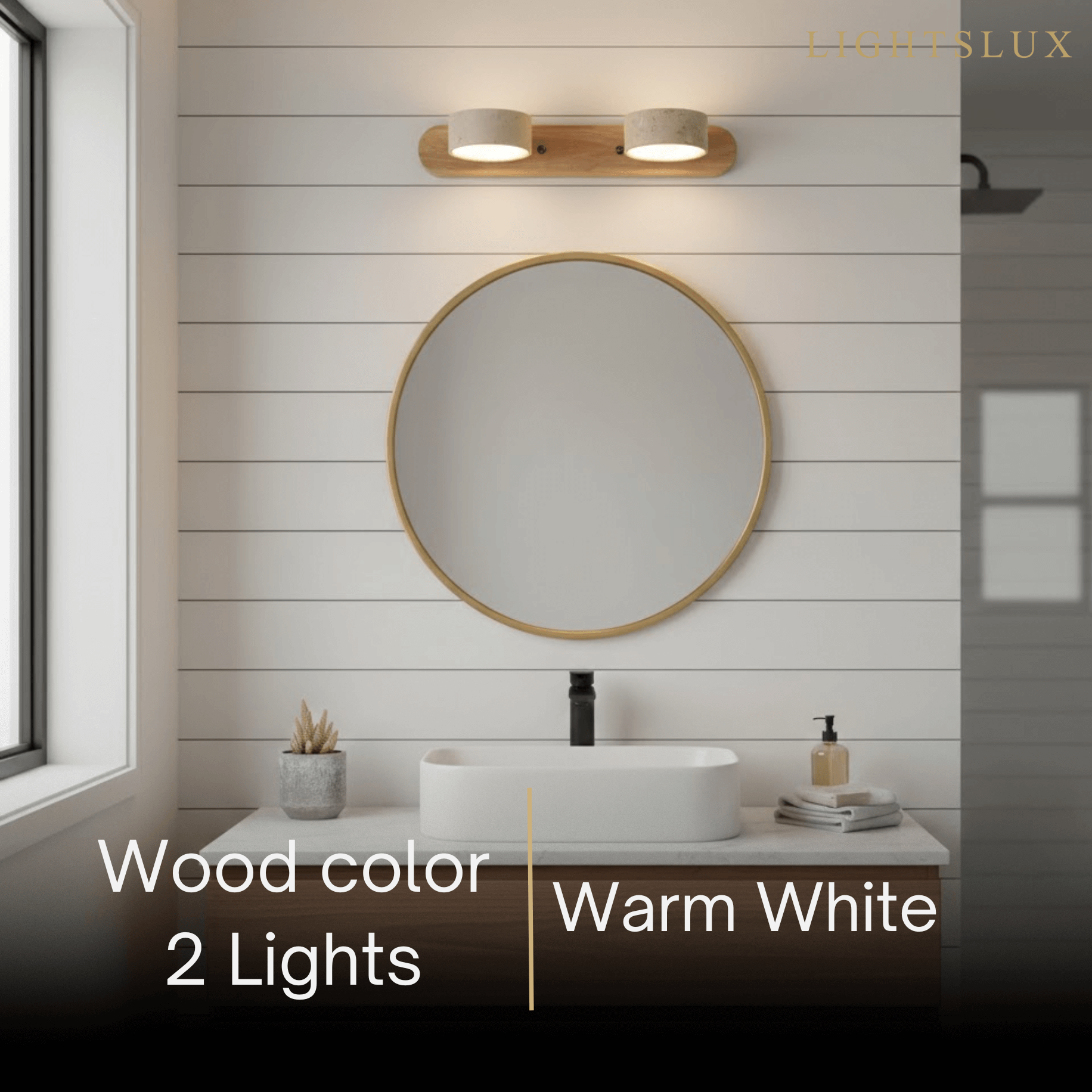 Modern Travertine Wall Light – Wood and Stone LED Sconce for Living Room