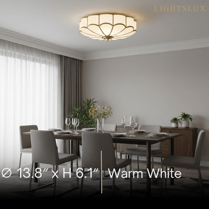 Modern Flower Glass Ceiling Light – Brass Flush Mount Lamp 