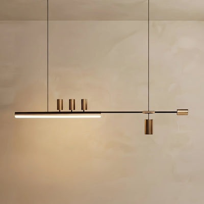 Arcato Minimalist Linear Pendant Light — Gold Metal & Acrylic for Dining Room