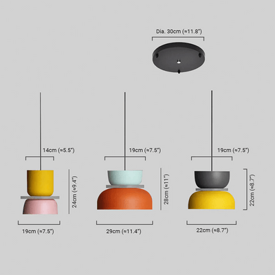 Morandia Art Deco Contrast Color Pendant Light - Metal